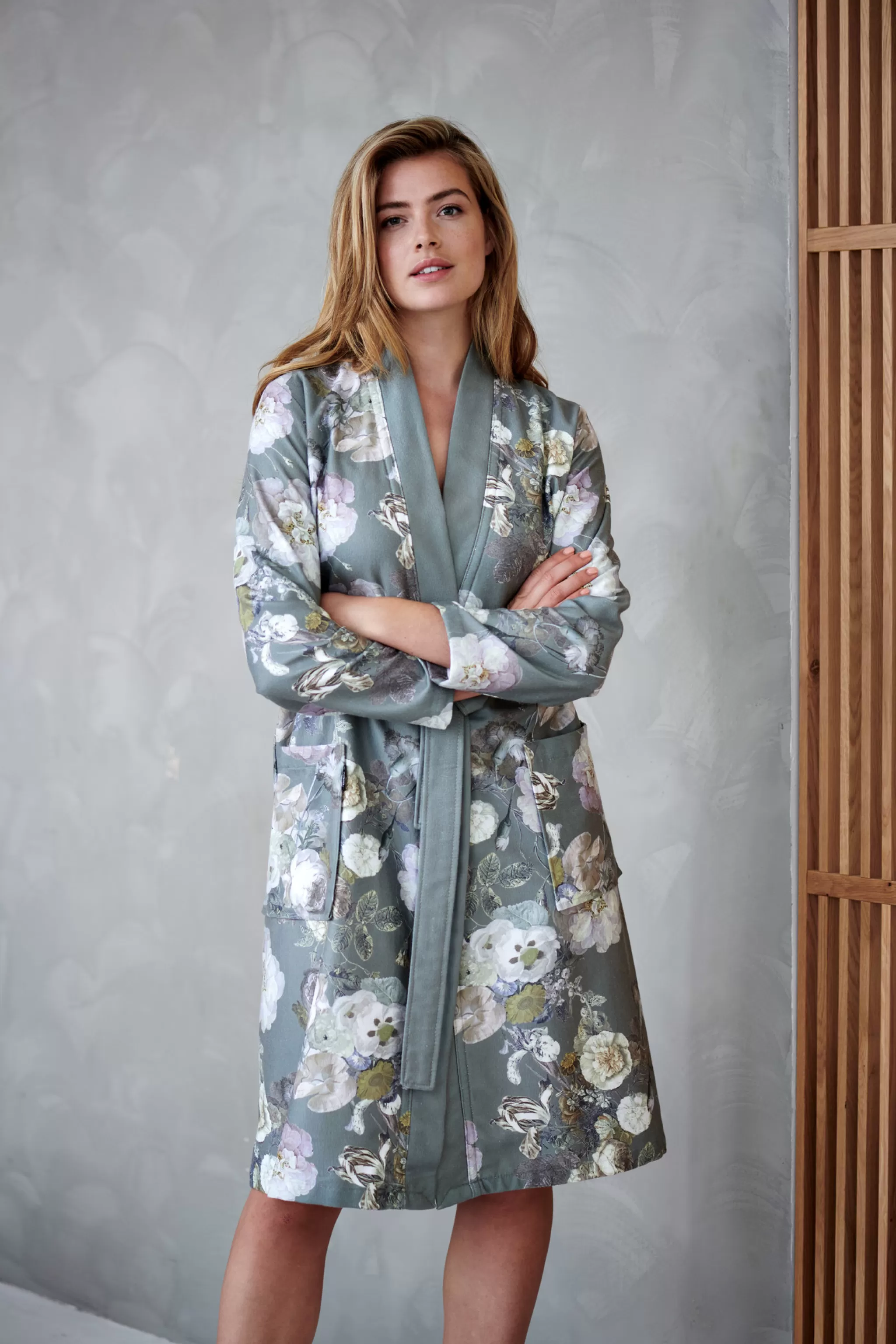 Vandyck Short Bathrobe*Bathrobe Abbey Color Sage Green (Bage22201)