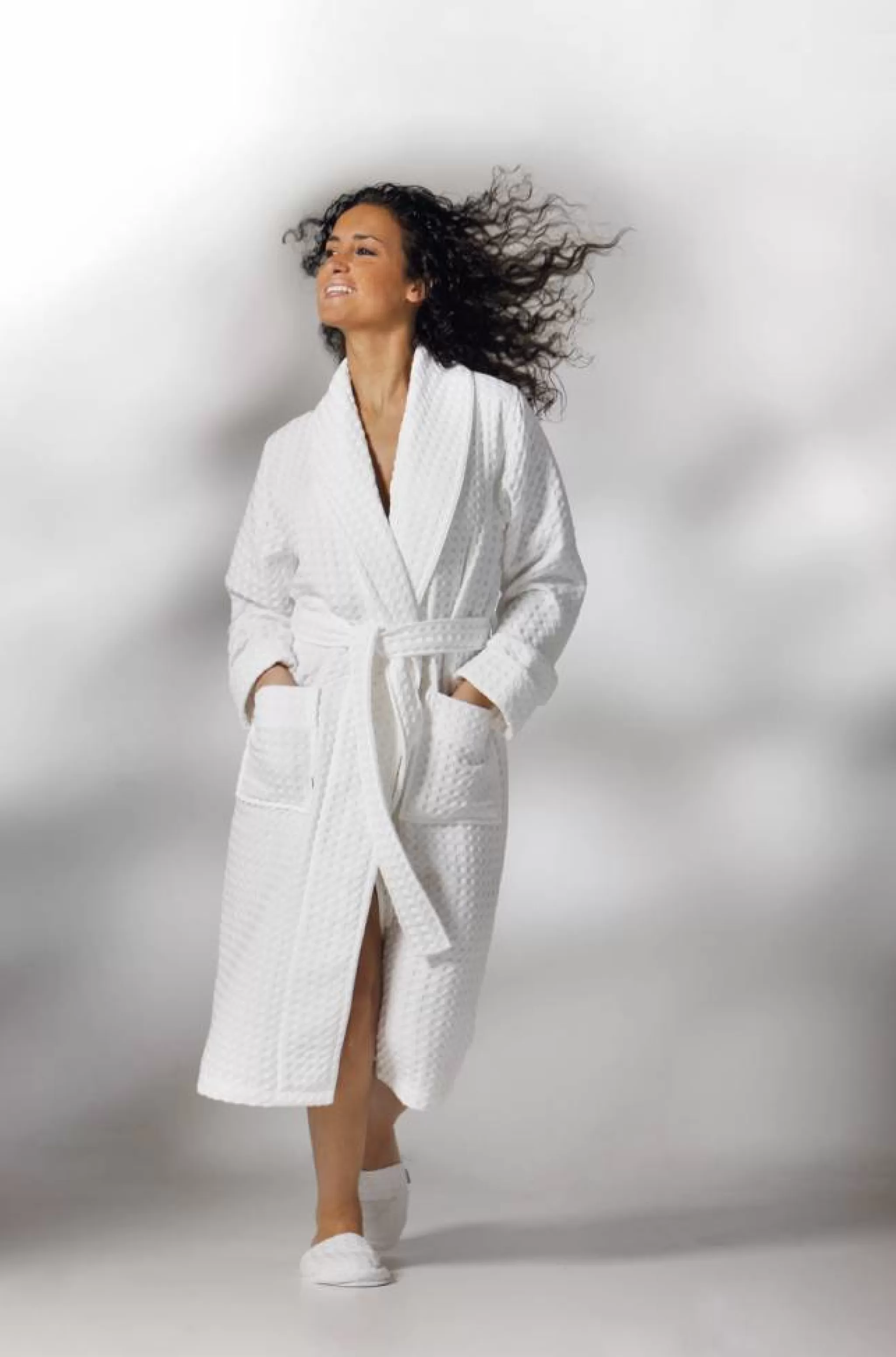 Aquanova Ladies*Bathrobe Waffle Pattern Viggo Color White-43 (White), 100% Cotton