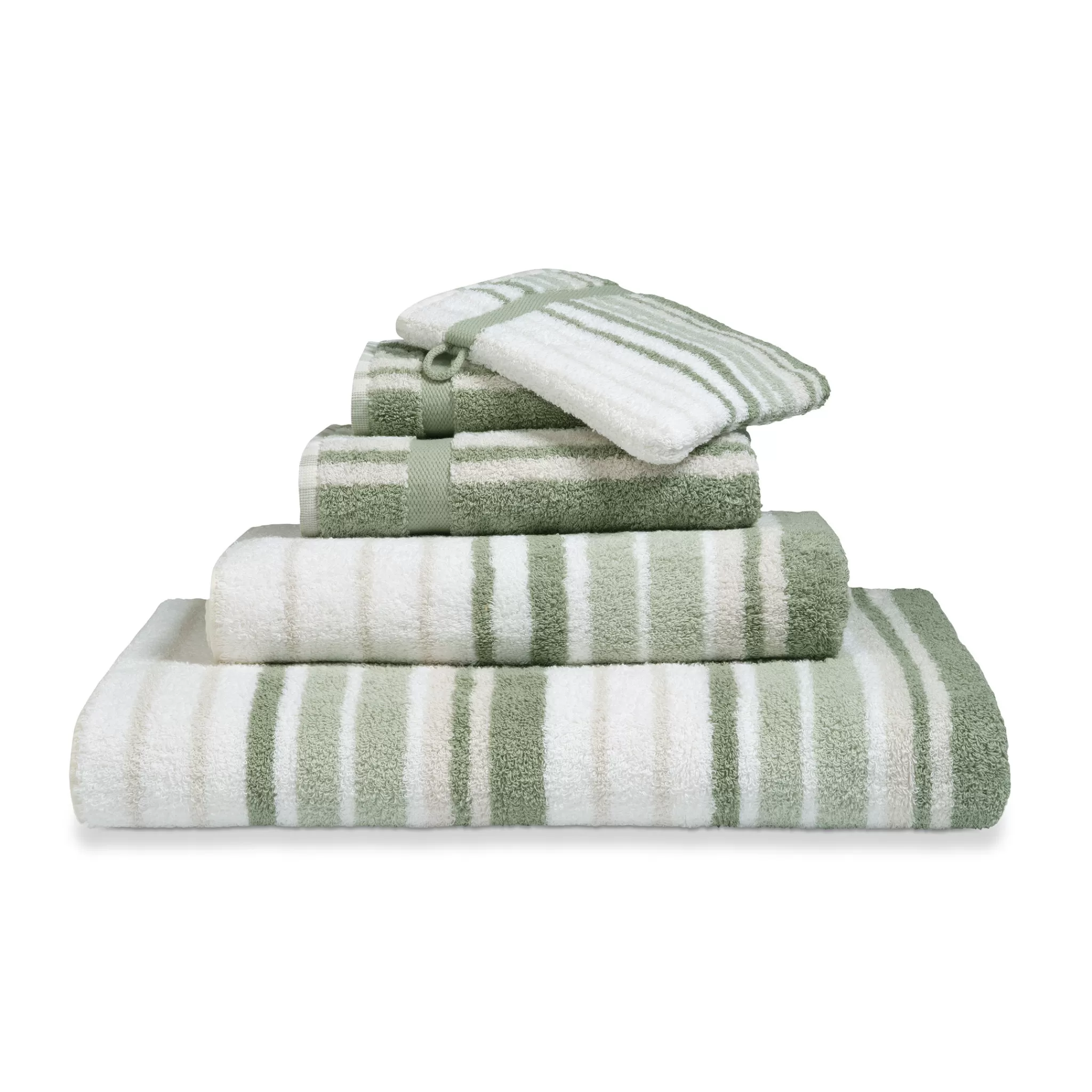 Vandyck Ranger*Bathroom Textiles Ontario Smoke Green (Co025) Narrow Stripes