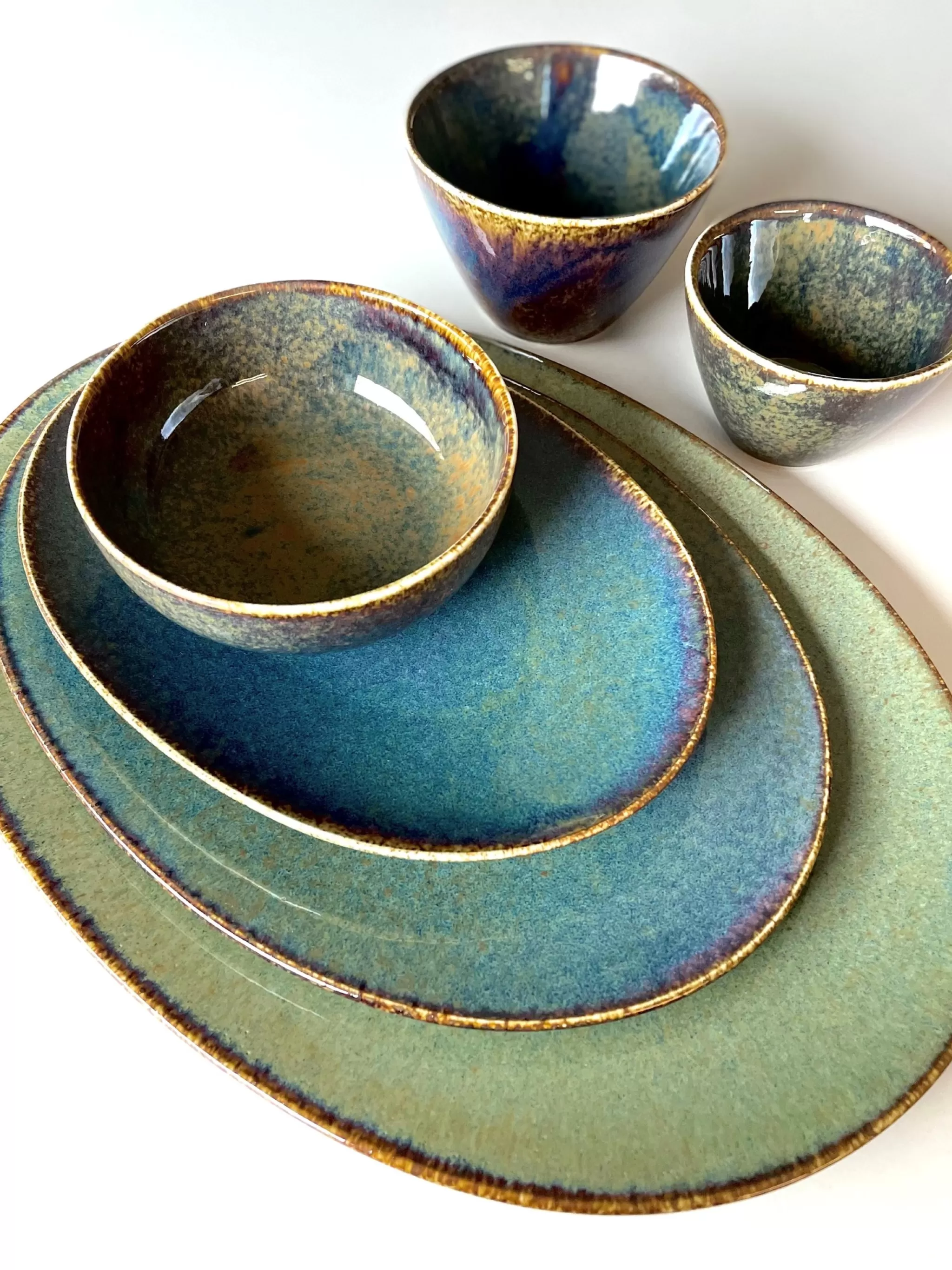 Clearance Cirro Flat Plate Oval / Serving Plate 36 Cm - Green Multi (740557) Circo