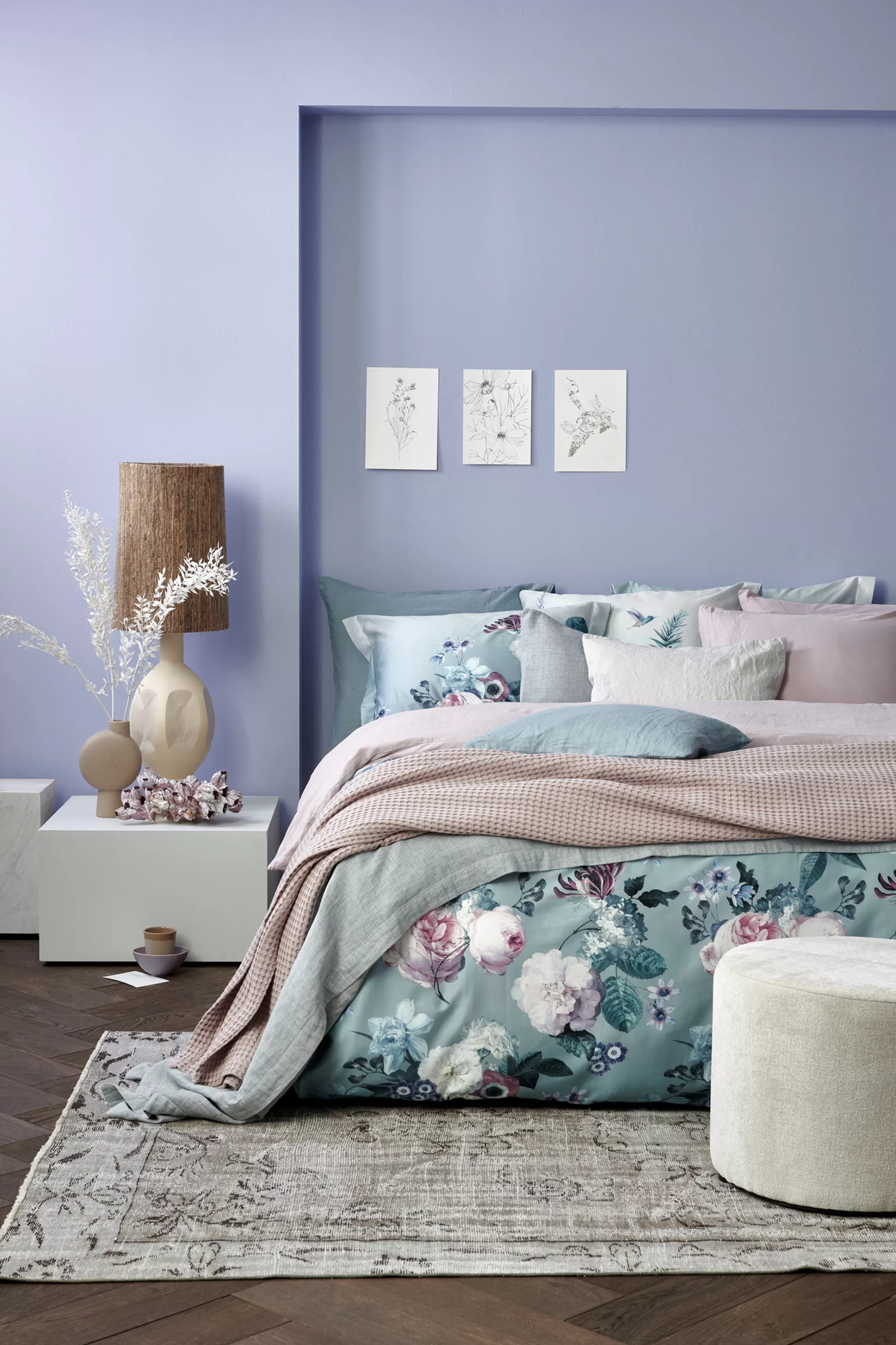 Best Sale Duvet Cover Floral Charm Pearl Blue 140X220 Cm (Satin) Sam122105 1 Person