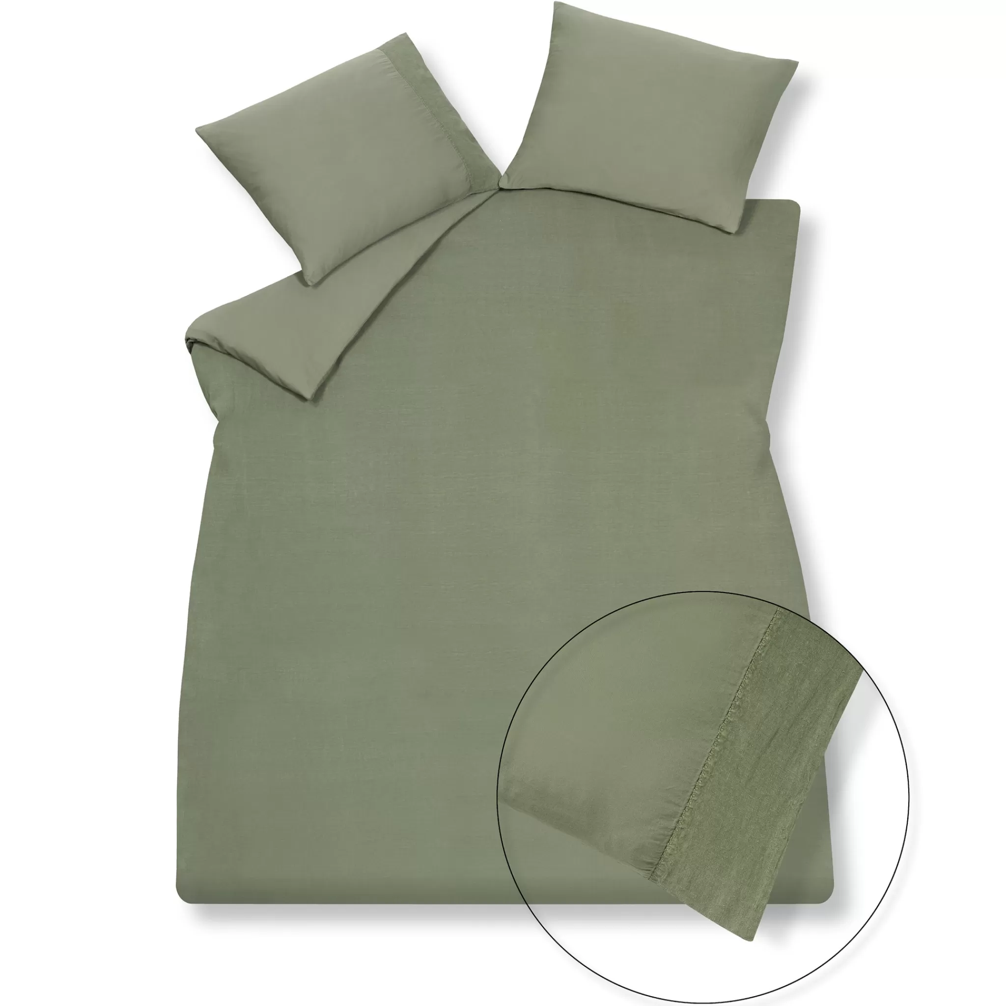 Shop Duvet Cover Pure 07 Earth Green 140X220 Cm (Linen / Satin Cotton) Prsa17207 1 Person
