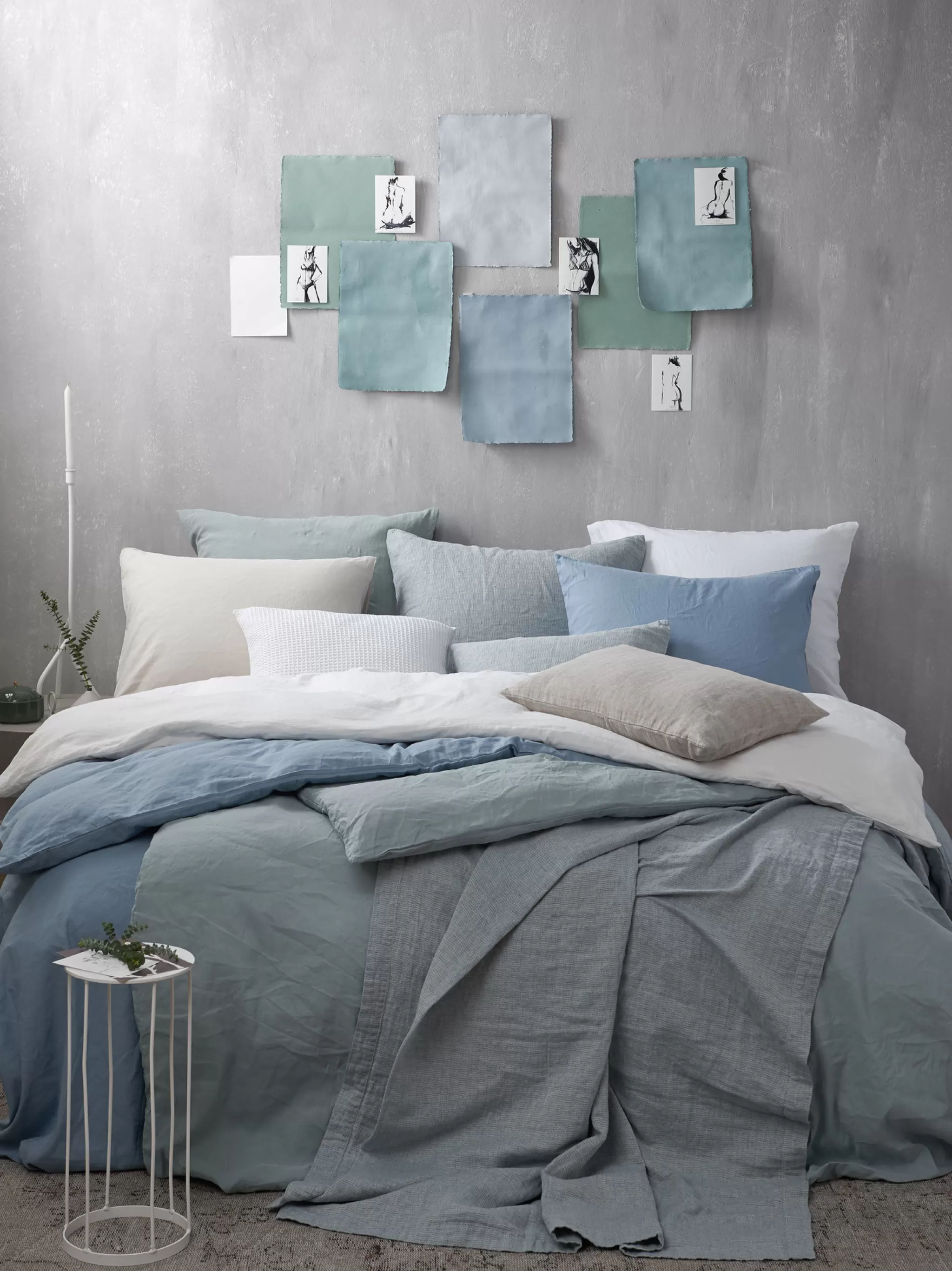 Shop Duvet Cover Pure 32 Celadon Green 200X220 Cm (Linen / Cotton) Prsa19132 2 Persons