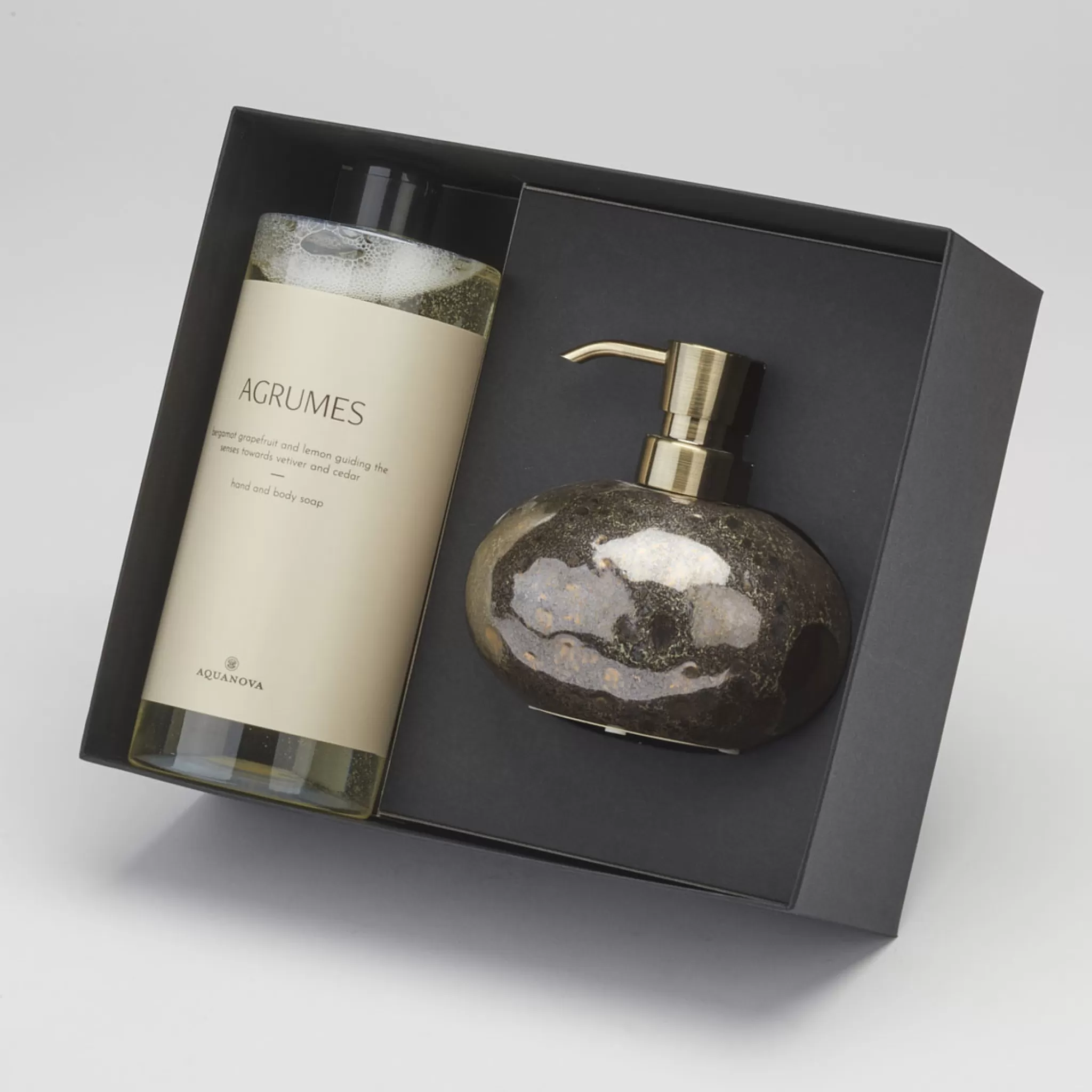 Aquanova Soap Dispenser*Giftbox Ugo Soap Dispenser Vintage Bronze & Paris Soap Argrumes (Giftugodis854-Agr)