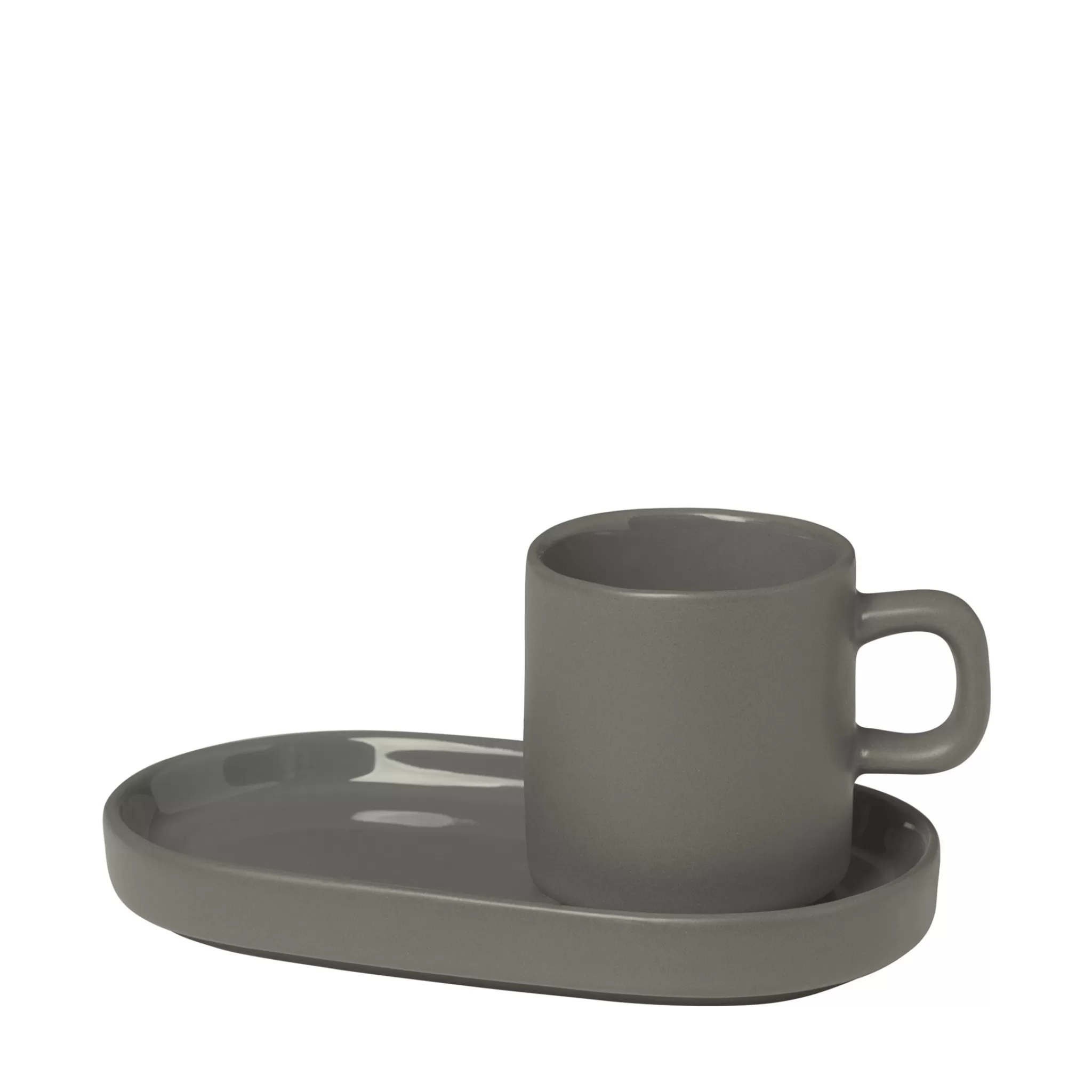 Outlet Pilar 2 Espresso Cups 50 Ml With Saucer Pewter (63972) Pilar