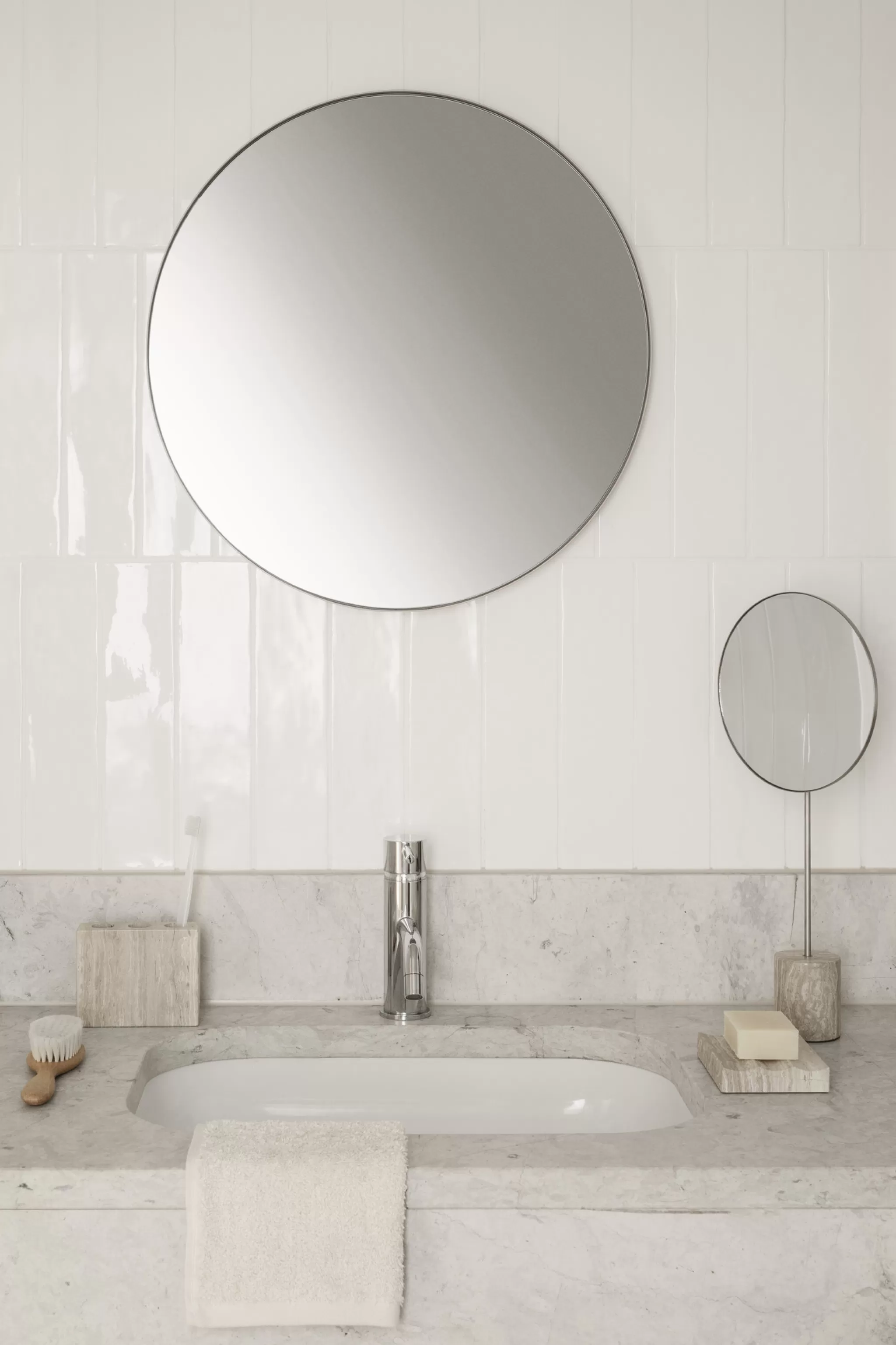 Blomus Wall Mirror*Rim Wall Mirror 50 Cm White (66162) Smoked Glass