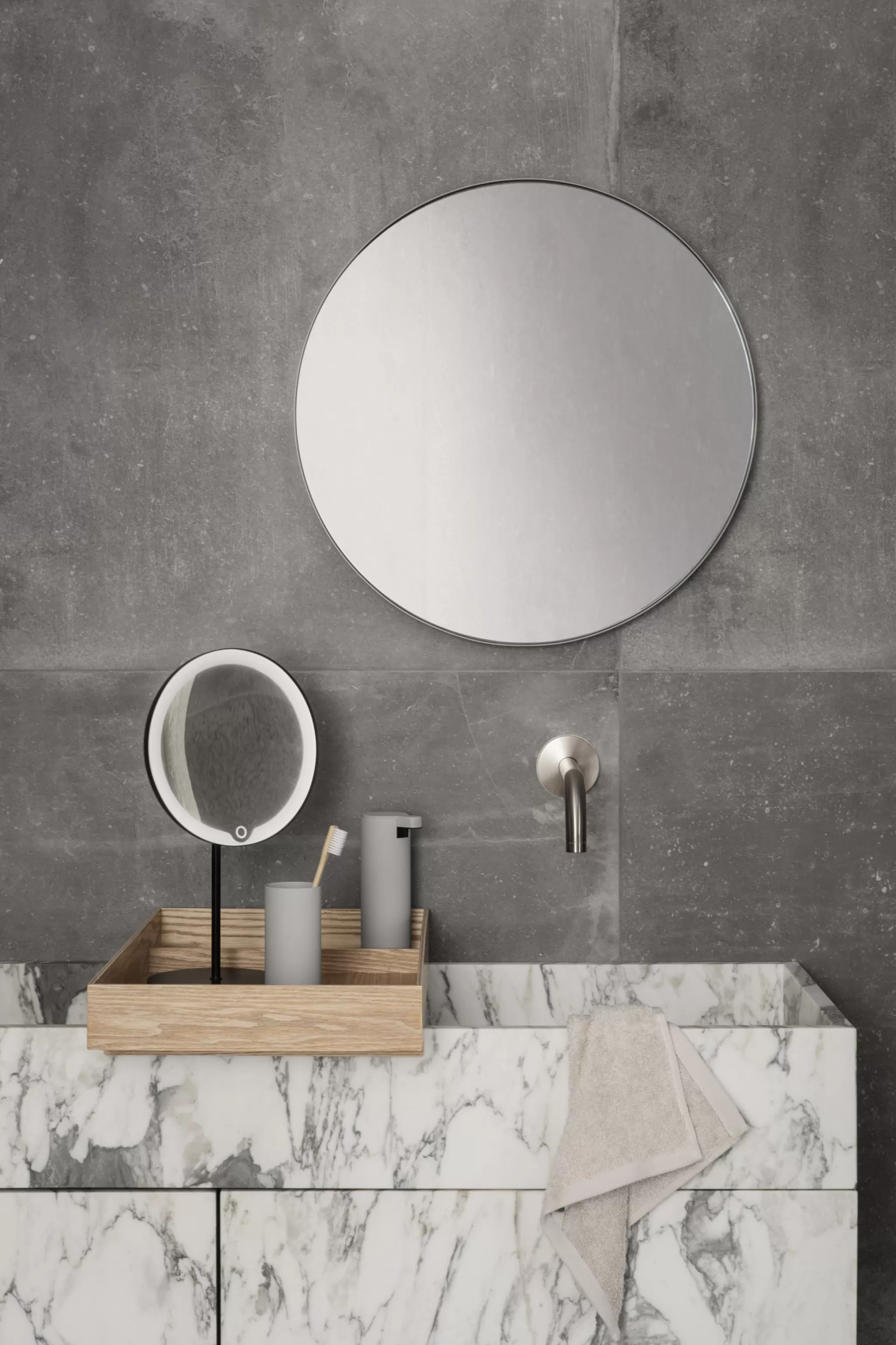 Blomus Wall Mirror*Rim Wall Mirror 50 Cm White (66162) Smoked Glass