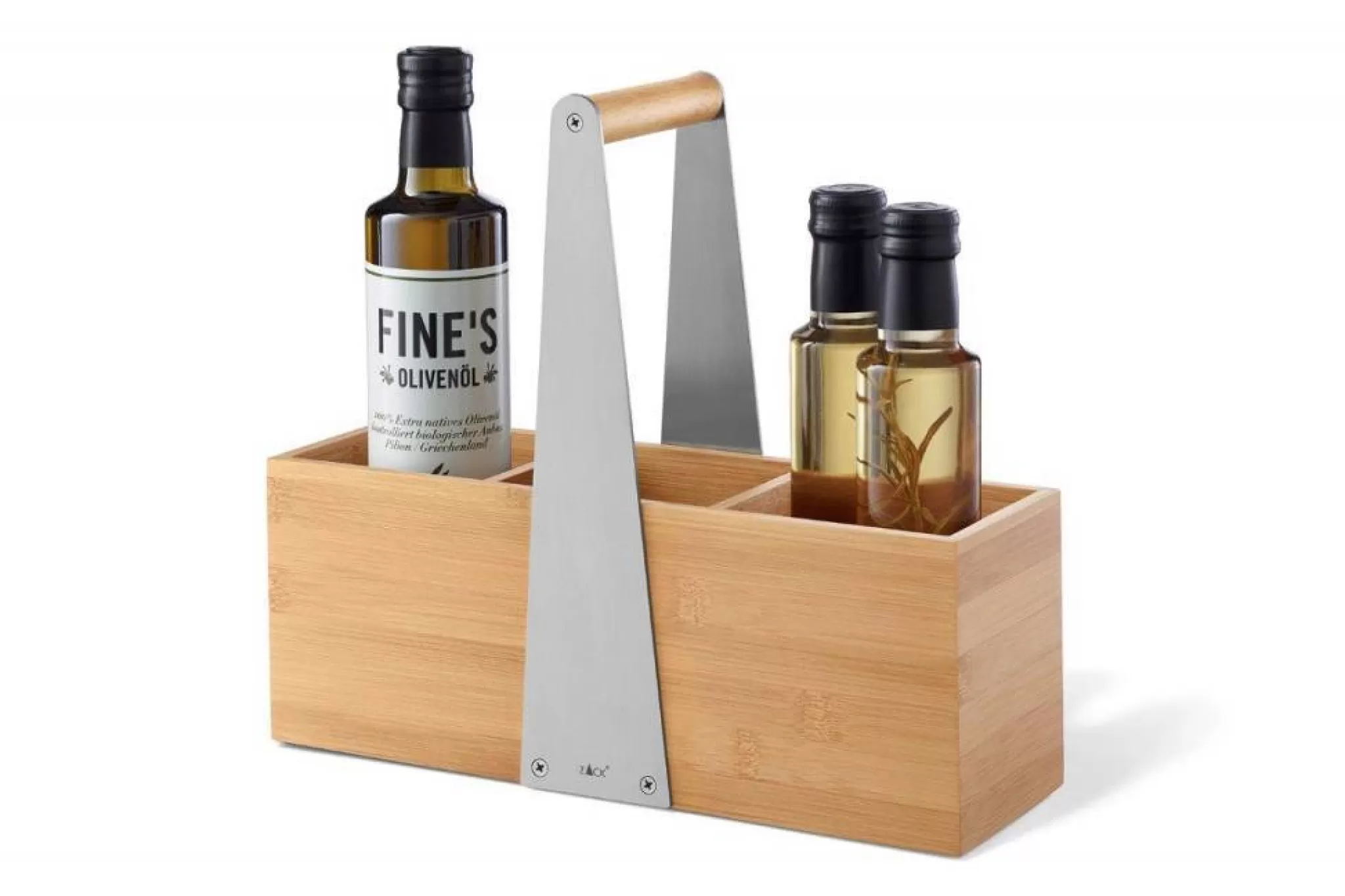 Zack Others*Scarta Storage Tray With Handle 32X10Cm Bamboo With Stainless Steel (3 Compartments) 20825