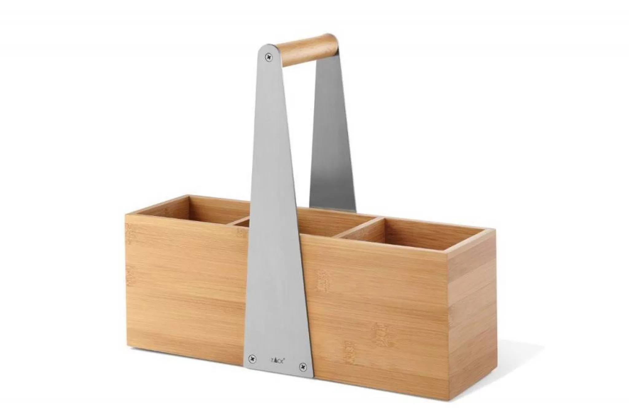 Zack Others*Scarta Storage Tray With Handle 32X10Cm Bamboo With Stainless Steel (3 Compartments) 20825