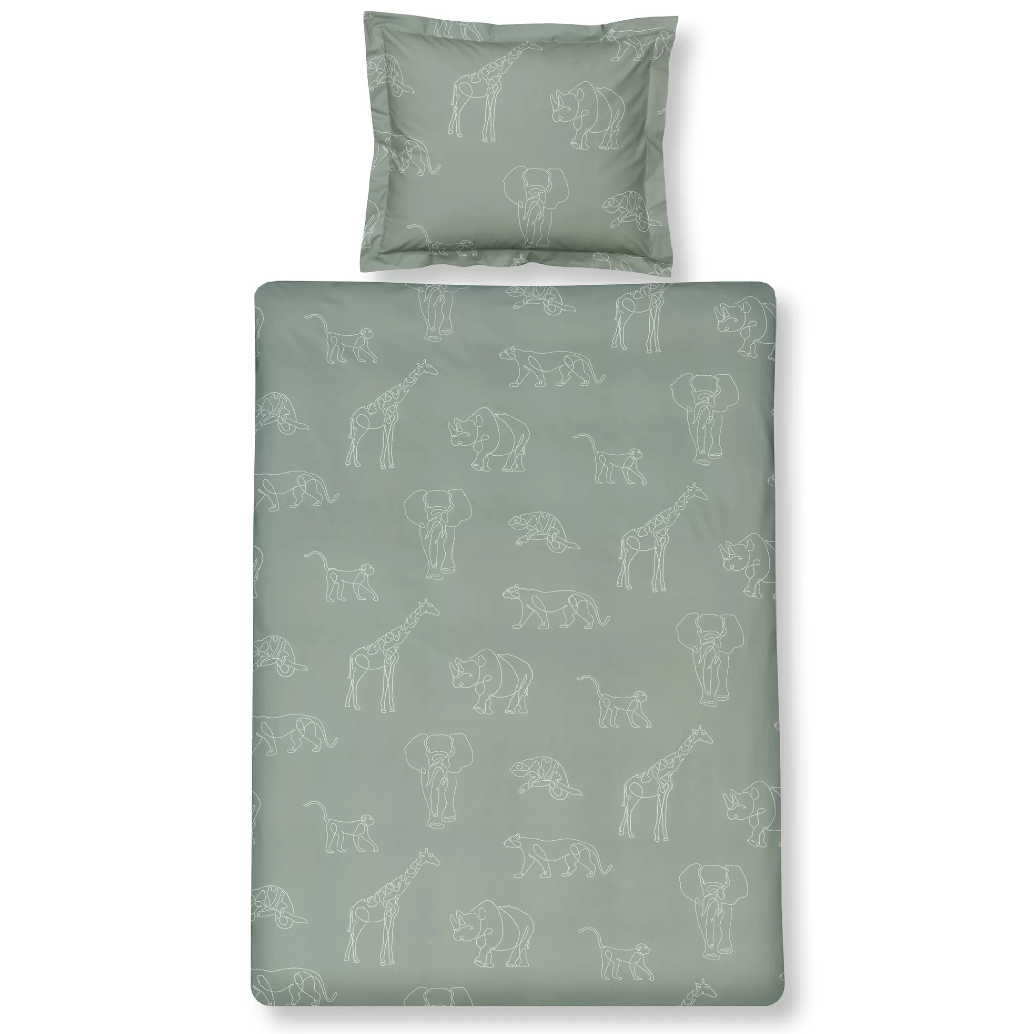 New Toddler Duvet Cover Safari Kids Vintage Green 120X150 Cm (Kibb22111) Kids