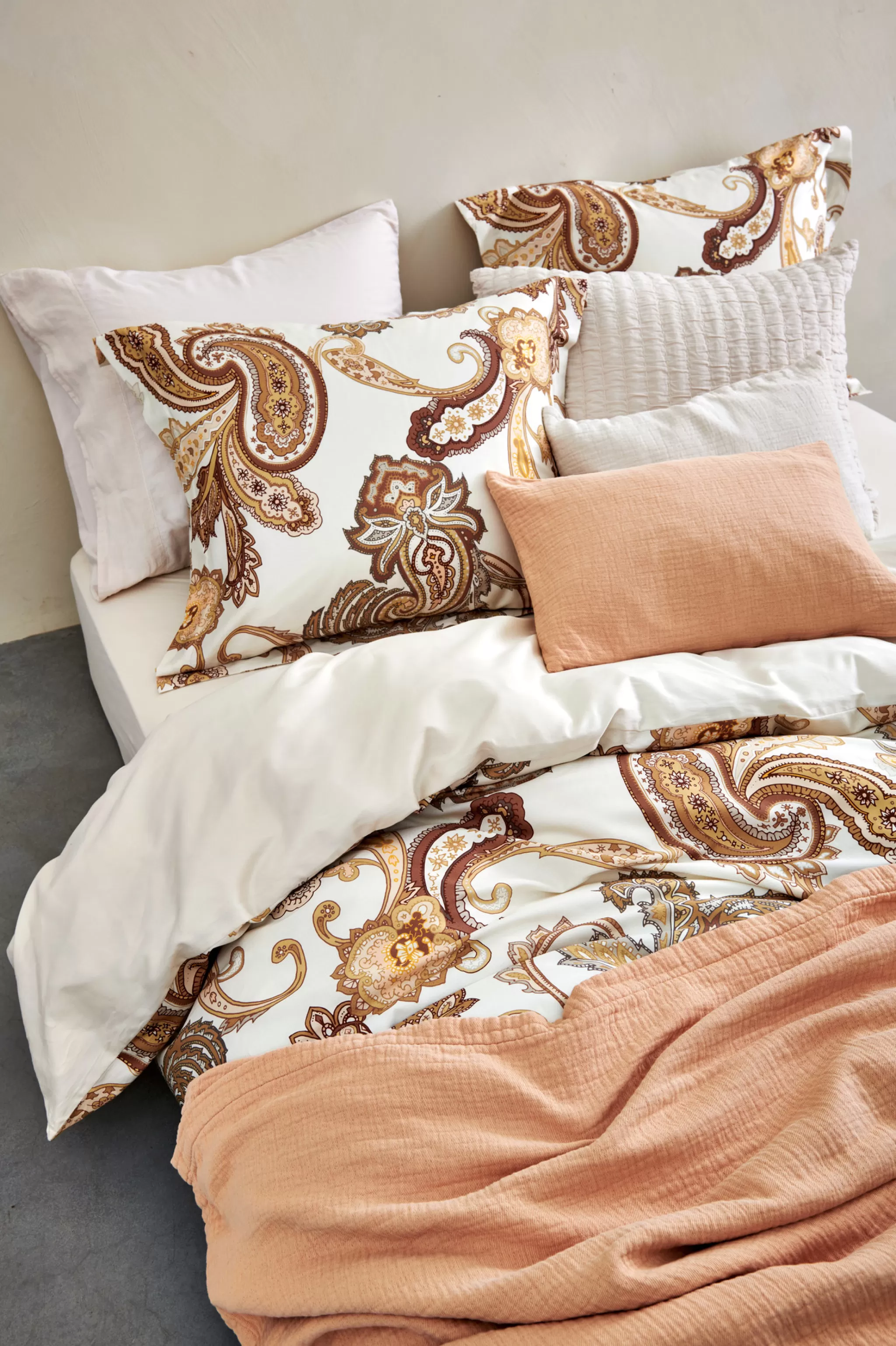 Best Washed Cotton Duvet Cover 240X220 Cm Apricot Blush (Cotton) Clla20201 Twin Beds